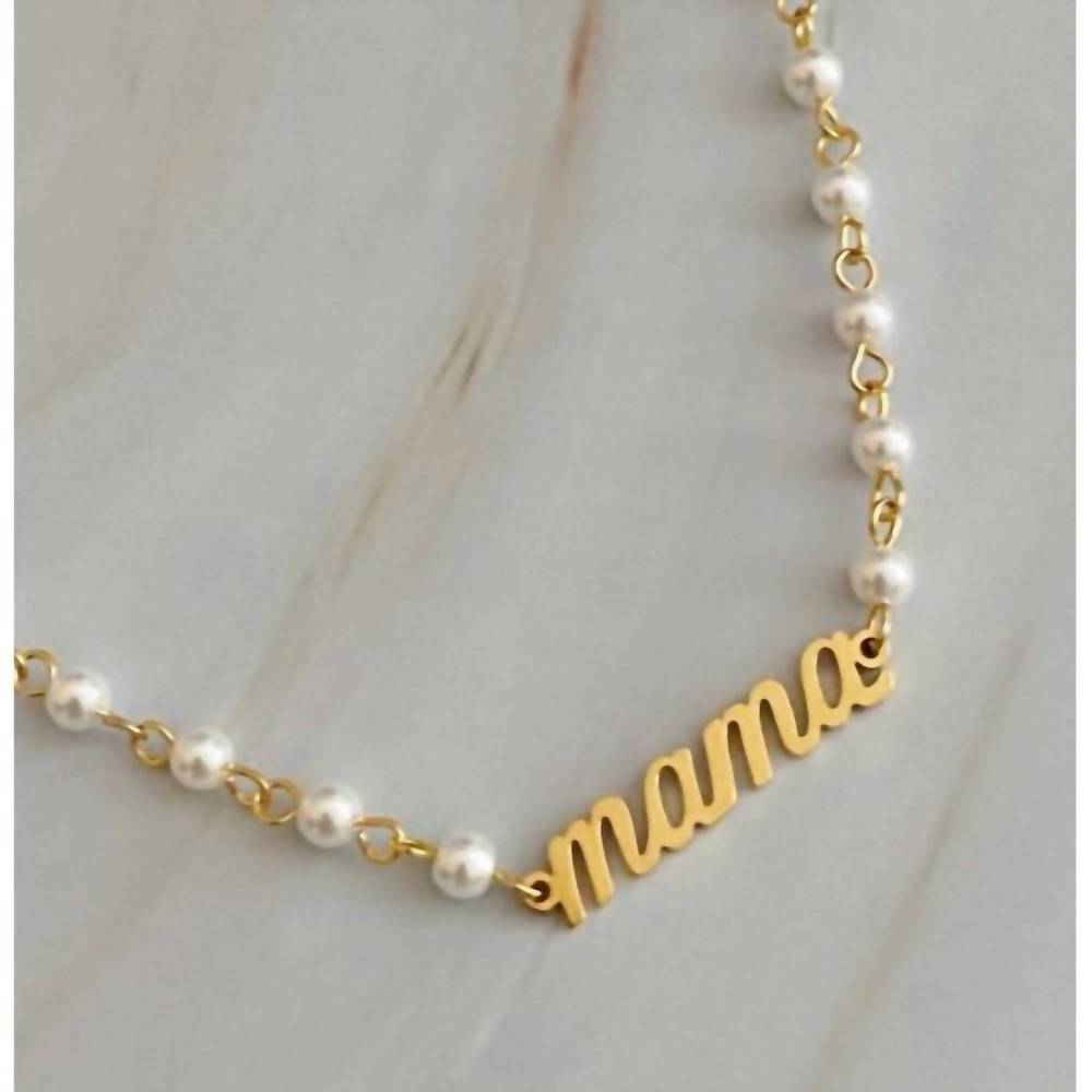 NEW ELLISON+YOUNG women's mama pearl charm necklace in pearl/gold